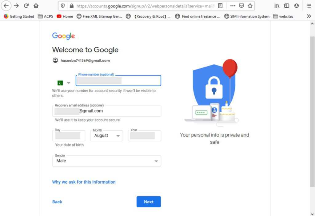 how to create a gmail account